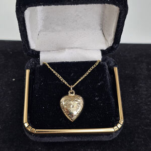 Birks Sterling Silver Heart Pendant Vintage & 14” Chain Both Gold Plated
